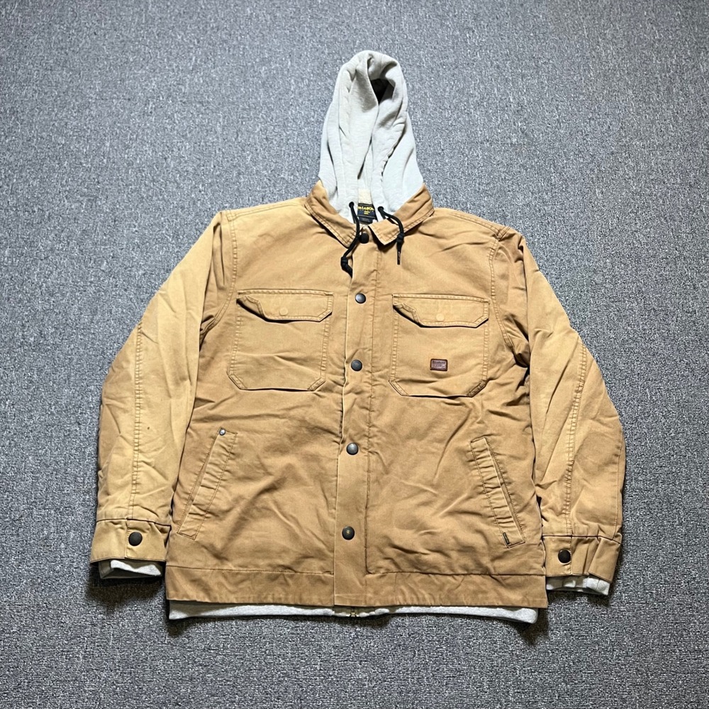 Billabong Surplus Canvas Workwear Jacket XL Brown Sherpa Lined Hooded Full Zip